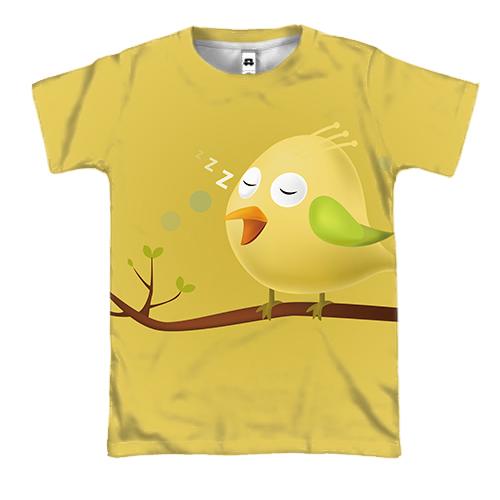 3D футболка Yellow bird sleeping
