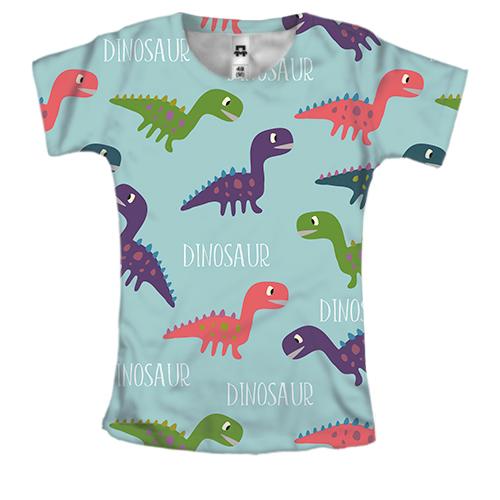 Женская 3D футболка Dinosaur  pattern