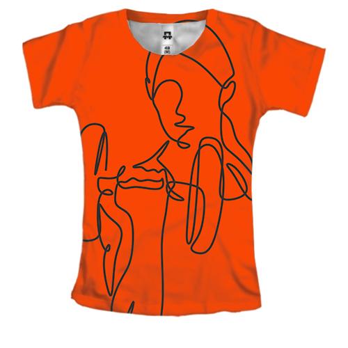 Женская 3D футболка Line Girl Fitness