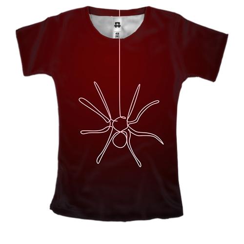 Женская 3D футболка Spider white line