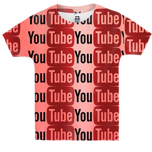 Детская 3D футболка YouTube pattern