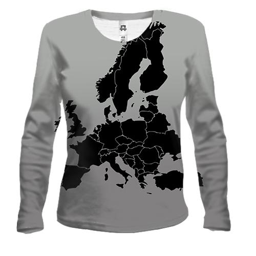 Жіночий 3D лонгслів с картой Европы