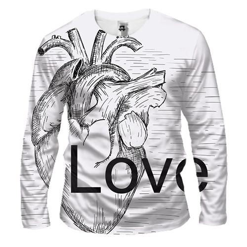 Мужской 3D лонгслив Love heart