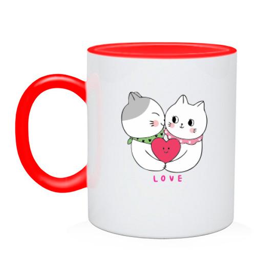 Чашка влюбленные котики.