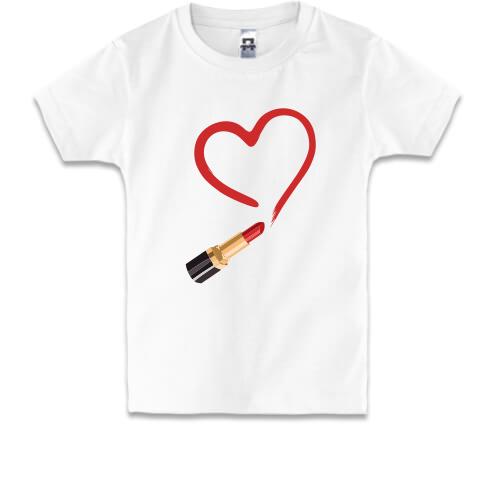 Детская футболка Помада и красное сердце