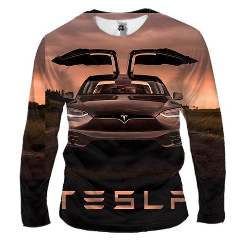 Мужской 3D лонгслив Black Tesla