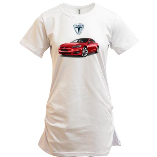 Удлиненная футболка Tesla Model S