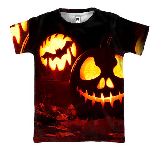 3D футболка Halloween pumpkin and bat