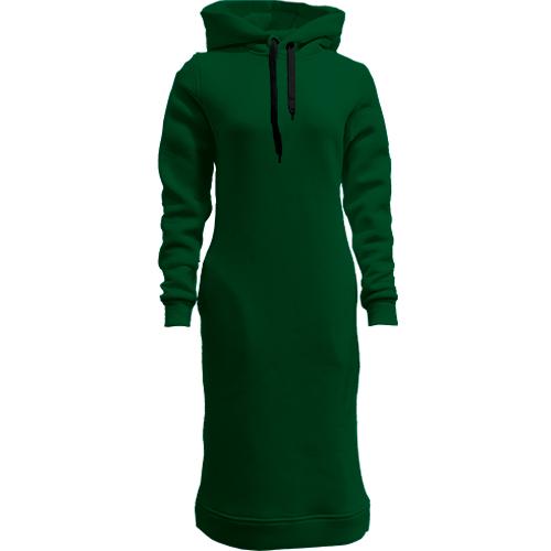 Жіноча темно-зелена толстовка-плаття 