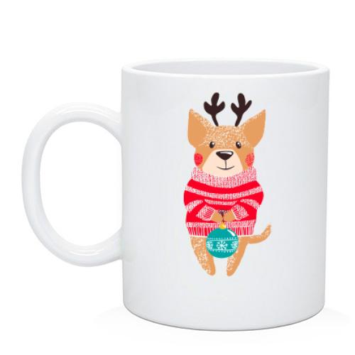Чашка Новорічний оленя в светрі