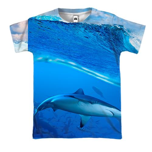 3D футболка Акула в хвилі