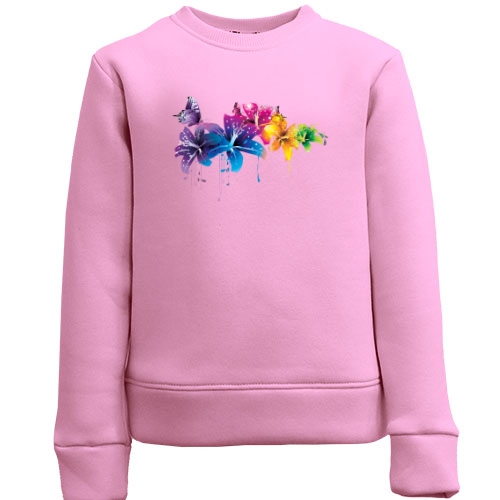 Детский свитшот с яркими цветами и бабочками