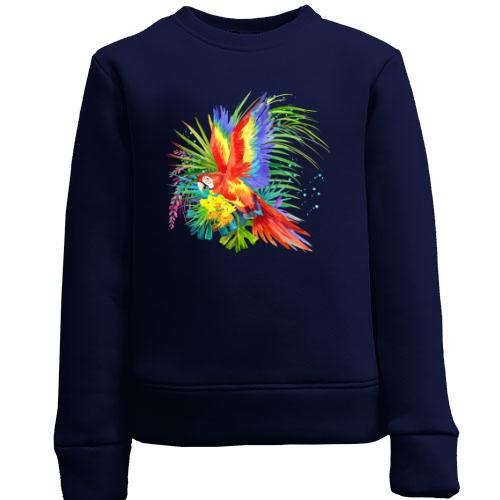 Детский свитшот с ярким попугаем с цветами