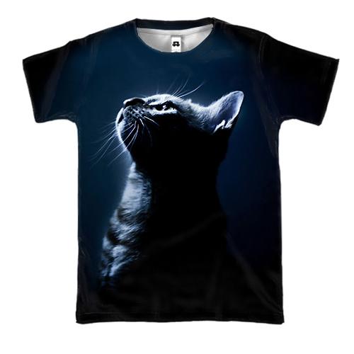 3D футболка с котом в свете