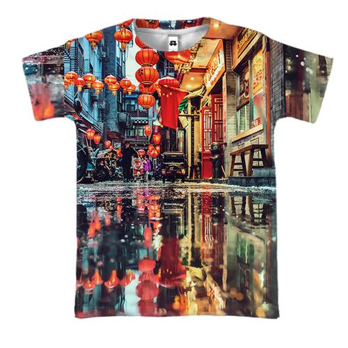 3D футболка Китайське місто, ліхтарі