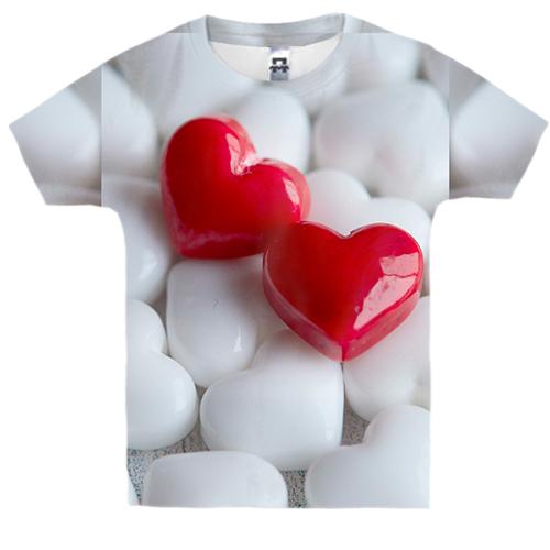 Детская 3D футболка Родные сердца