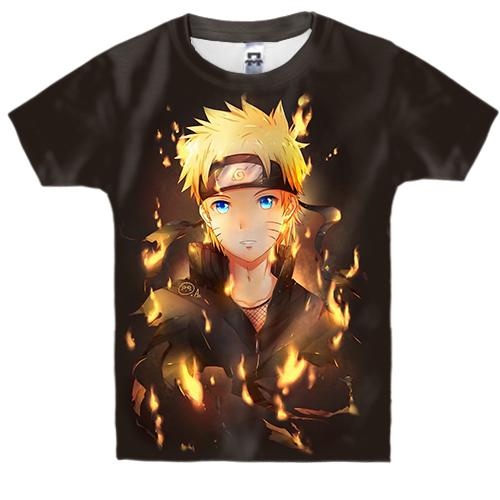 Детская 3D футболка с огненным Наруто
