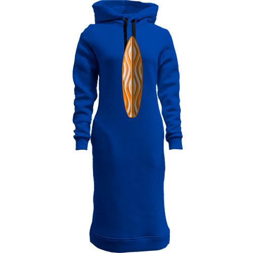 Женская толстовка-платье с оранжевой доской для серфинга