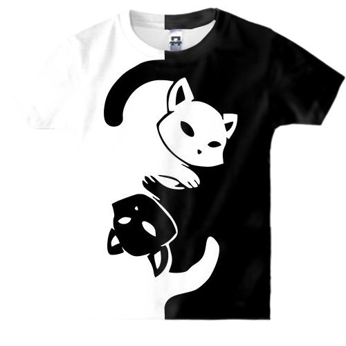 Детская 3D футболка Коты Инь-Янь