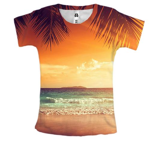 Женская 3D футболка Тропический закат
