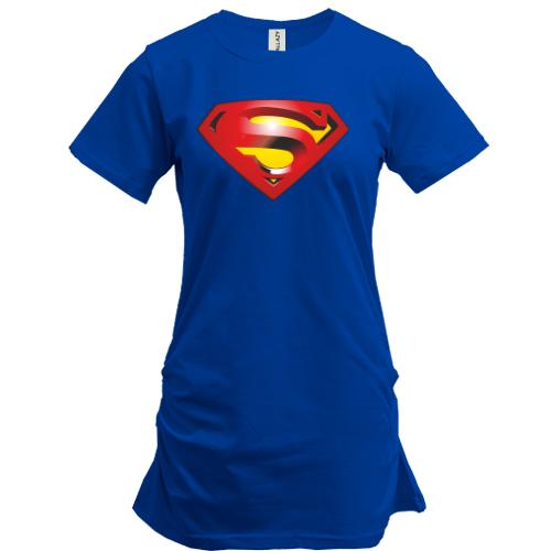 Подовжена футболка з лого Супермэна