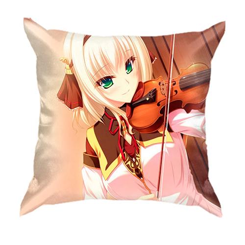 3D подушка с аниме девушкой и скрипкой