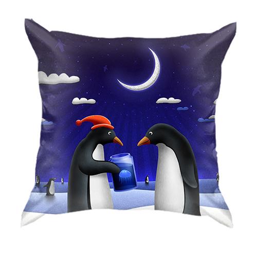 3D подушка с пингвинами