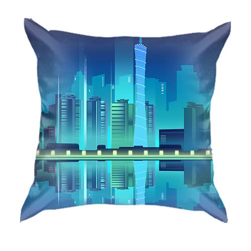 3D подушка з градієнтним нічним містом