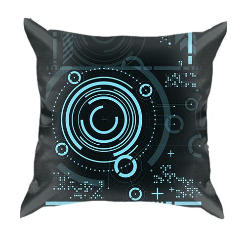 3D подушка з синіми технічними лініями
