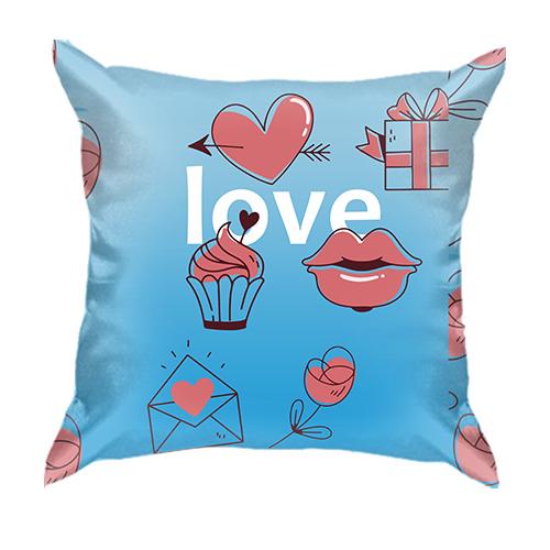 3D подушка с любовной символикой