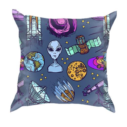 3D подушка с космической символикой