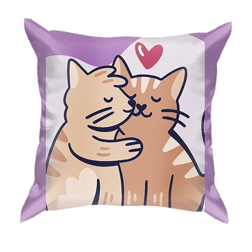 3D подушка с котами которые целуются