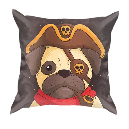 3D подушка с мопсом пиратом