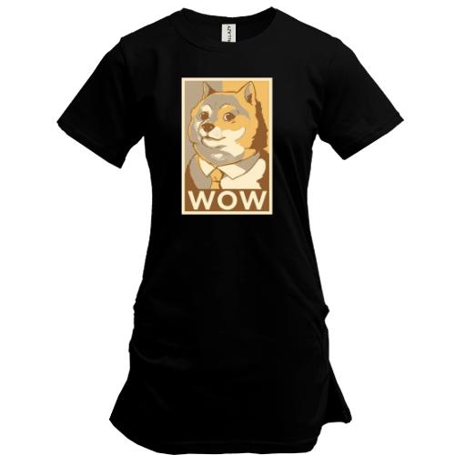 Подовжена футболка wow doge
