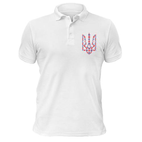 Футболка поло с гербом Украины в виде вышиванки (2)