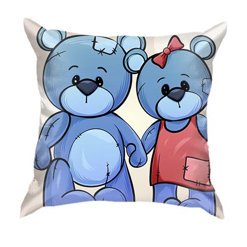 3D подушка з парою синіх ведмедиків