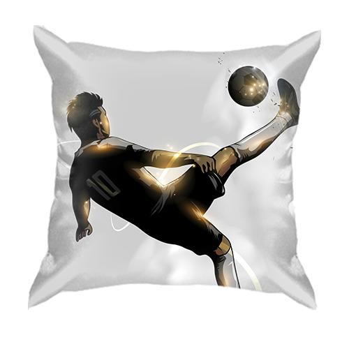 3D подушка с ярким золотистым футболистом