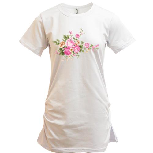 Подовжена футболка з трояндами (2)