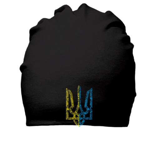 Хлопковая шапка с желто-голубым гербом Украины