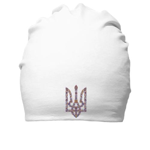 Бавовняна шапка з орнаментным гербом України
