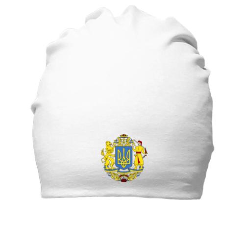 Хлопковая шапка с большим гербом Украины