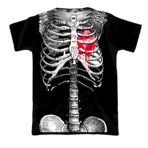 3D футболка Скелет с сердцем