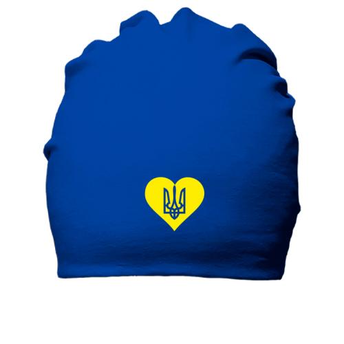 Бавовняна шапка з гербом України в серце