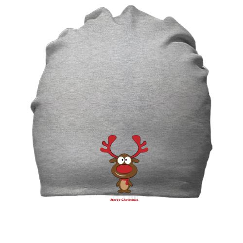 Хлопковая шапка с оленем Merry Christmas