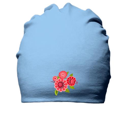 Хлопковая шапка с цветами-орнаментом (2)