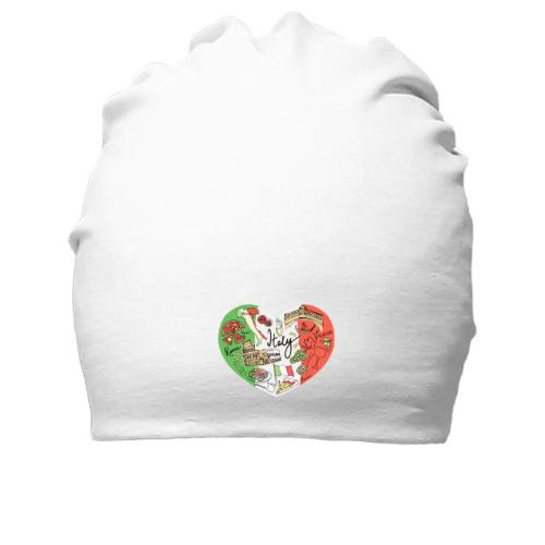 Хлопковая шапка с флагом Италии в форме сердца