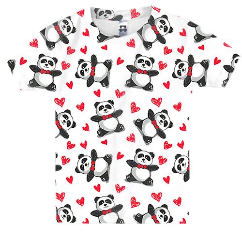Детская 3D футболка Панда и сердца