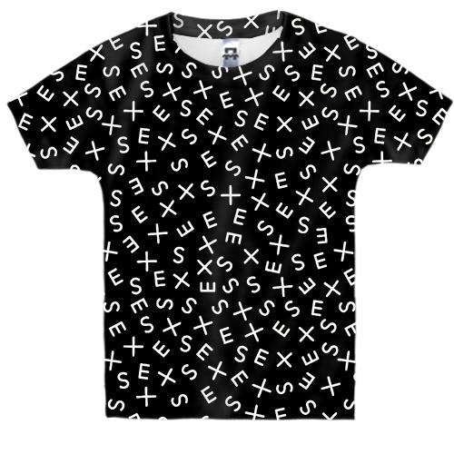 Детская 3D футболка S E X pattern