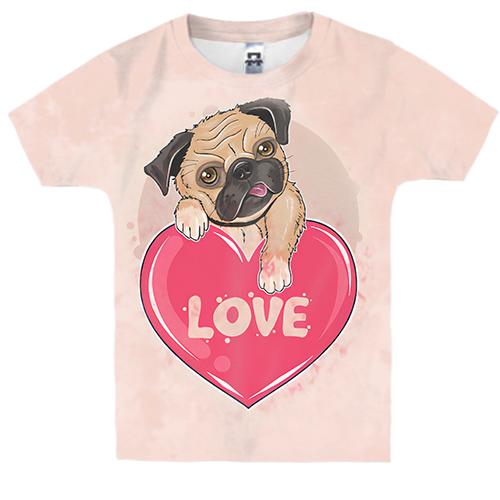 Детская 3D футболка Love dog