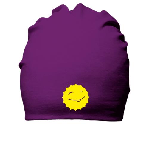 Хлопковая шапка с солнышком-смайлом